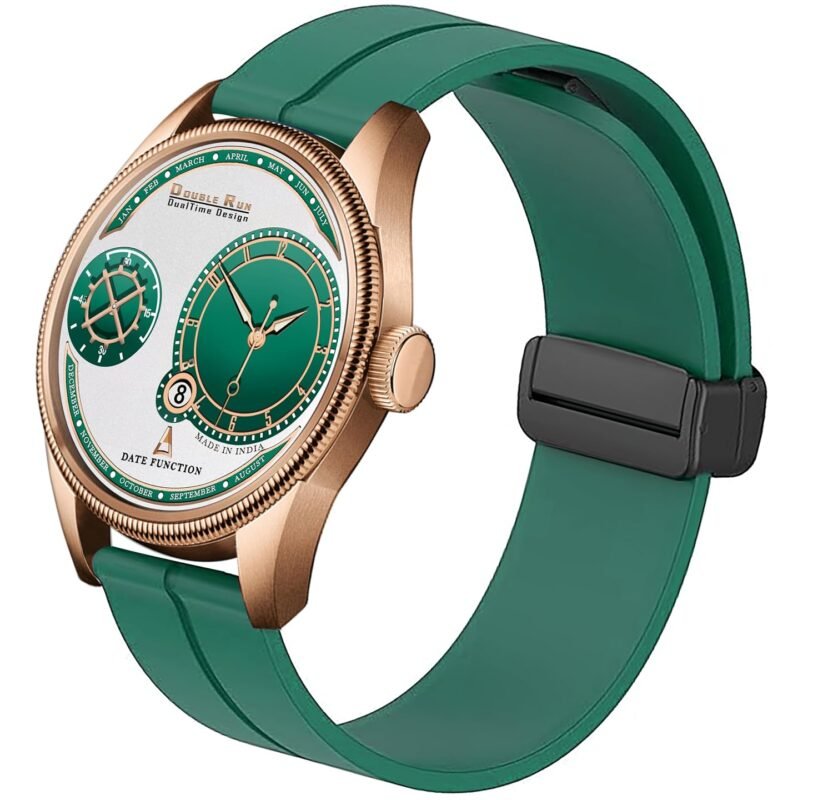 DOUBLERUN Chonograph Date Display Analoge Silicone Magnetic Belt Watch for Men, Series C-170-00