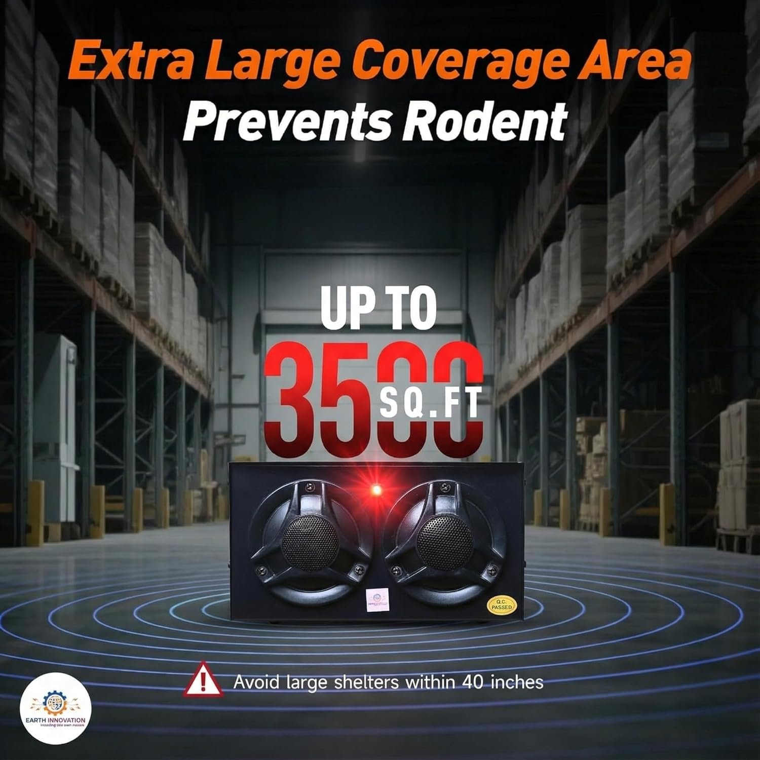 Sonic Sound Rat&Rodent Repellent Device For Home,Office,Kitchen,Store,Hotel,Hospitals,Restaurant,Industries Protect Against Rat,Mice,Mouse,Squirrel (3500 Square Feet/100 Cubic Meter)