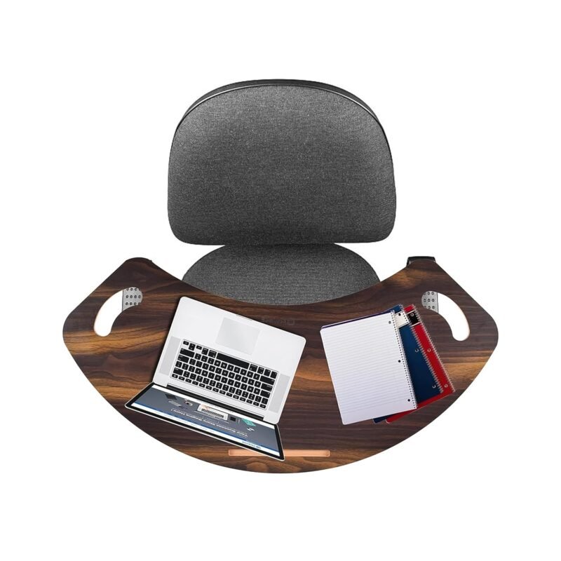 Wood Curved Lap Desk Table Tray With Handles For Laptop,Keyboard Lap Tray For Laptop,Computer Mouse,Pre Laminated Wooden Pad Use On Chair & Bed As Study Pad Or Writing Pad. (Brown),31 inch