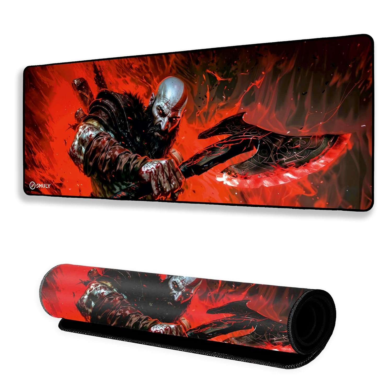 Action Warrior Theme Mouse Pad 12×32 Inch 3mm Extended Gaming Desk Mat with Anti-Slip Rubber Base Mousepad for Smooth Surface Desk pad for PC & Laptop Use Waterproof & Stiched (Multicolour)