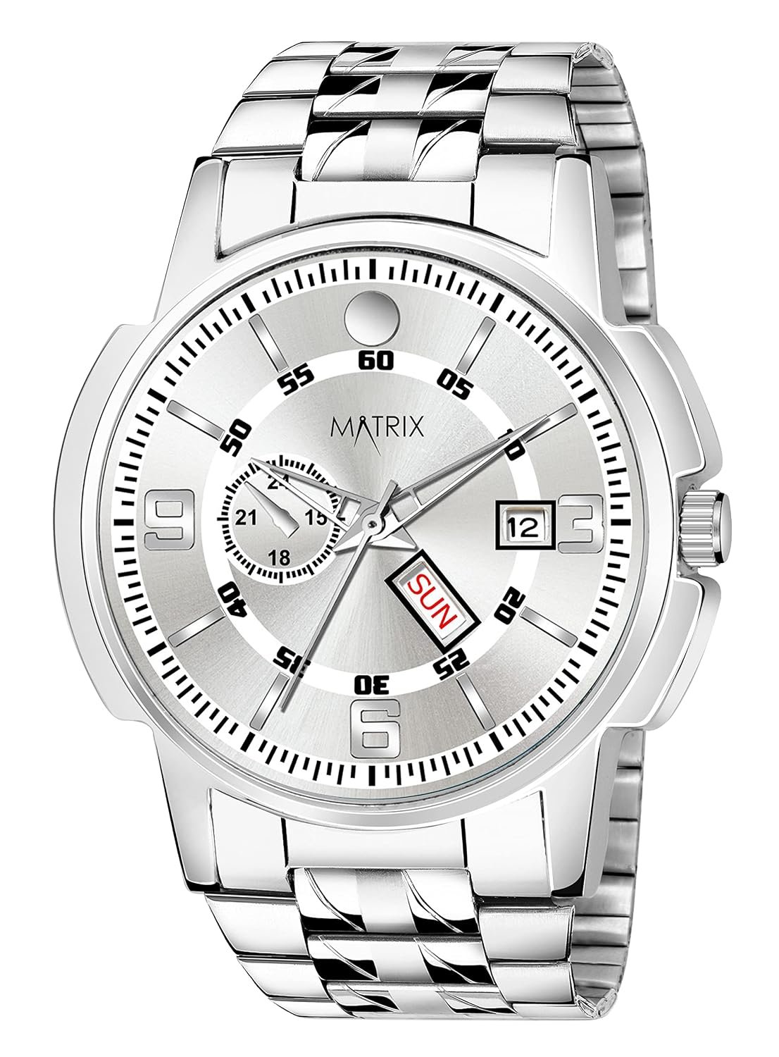 Matrix Black, Blue, White Dial, Day & Date Functioning, Stainless Steel Strap Analog Watch for Men & Women