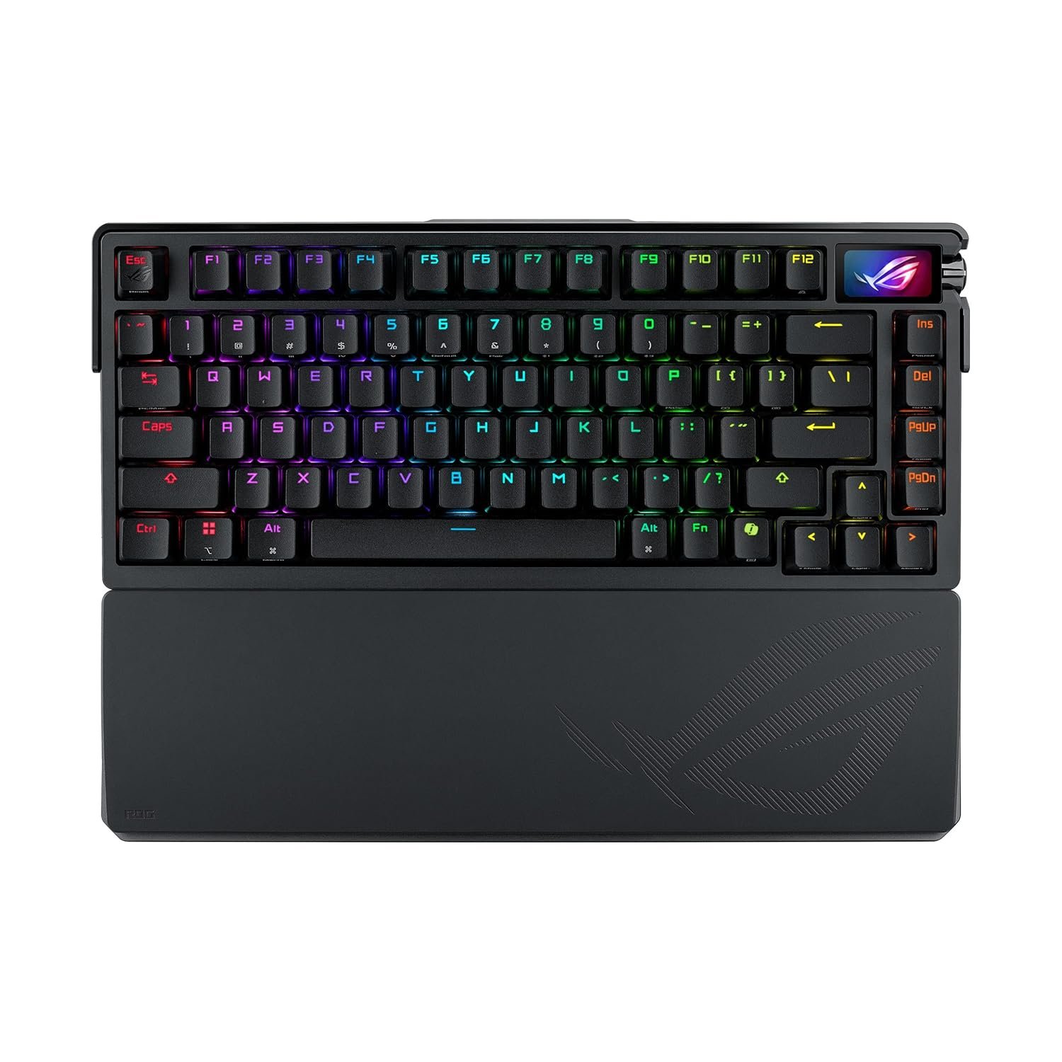 ROG Azoth Extreme 75% Custom Gaming Keyboard, Aluminum Chassis, Carbon Fiber Positioning Plate, Adjustable Gasket Mount, 3 Layer Dampening, Color OLED Touchscreen, ROG NX Storm Switches, PBT Keycaps