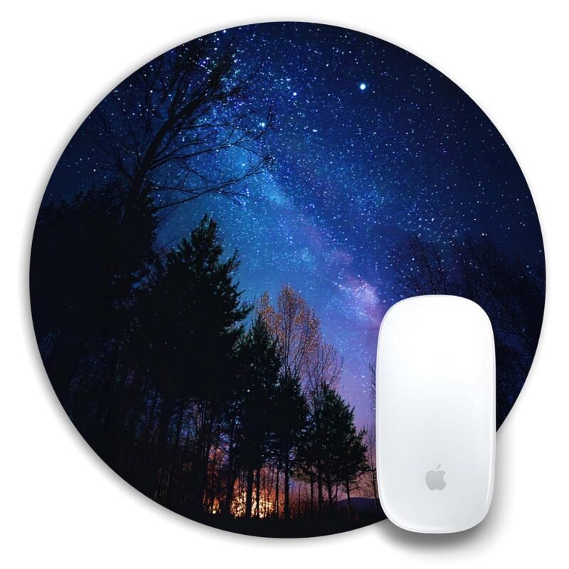 TURTLEWINGS Circular Mousepad with Night Sky Galaxy Design | Round Mouse Pad 240mm x 240mm, 3mm Thick | Unstitched Edges, Cosmic Print for Office, Study, Gaming & Aesthetic Desk Setup