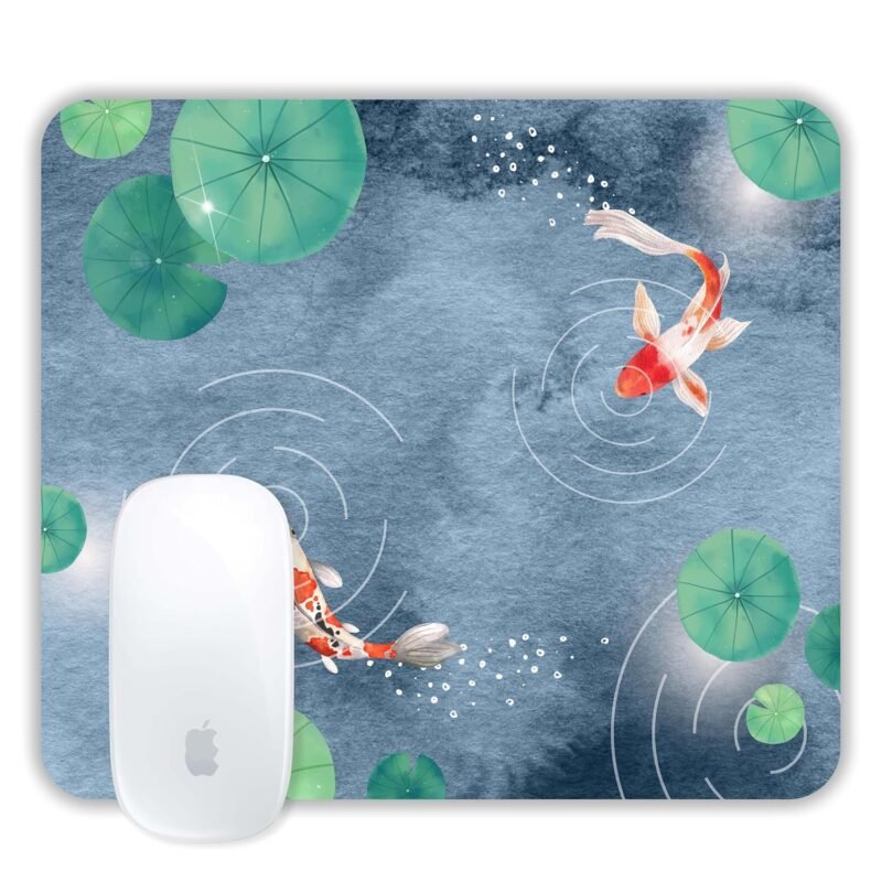 TURTLEWINGS | Mousepad | Abstract Fish in Pond Mouse Pad – 22x18 cm, 3mm Thick | Abstract Design Non-Slip Rubber Base | Office, Study & Gaming Use | Premium Smooth Surface 11 24