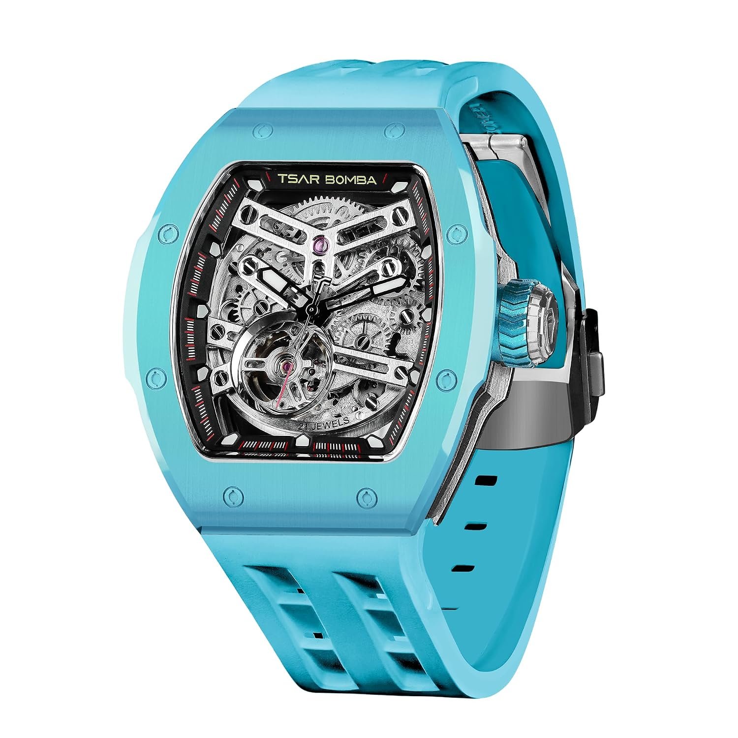 Tsar Bomba Atomic Series Automatic Watch + Bezel + Crown + Strap Set | Tonneau Case