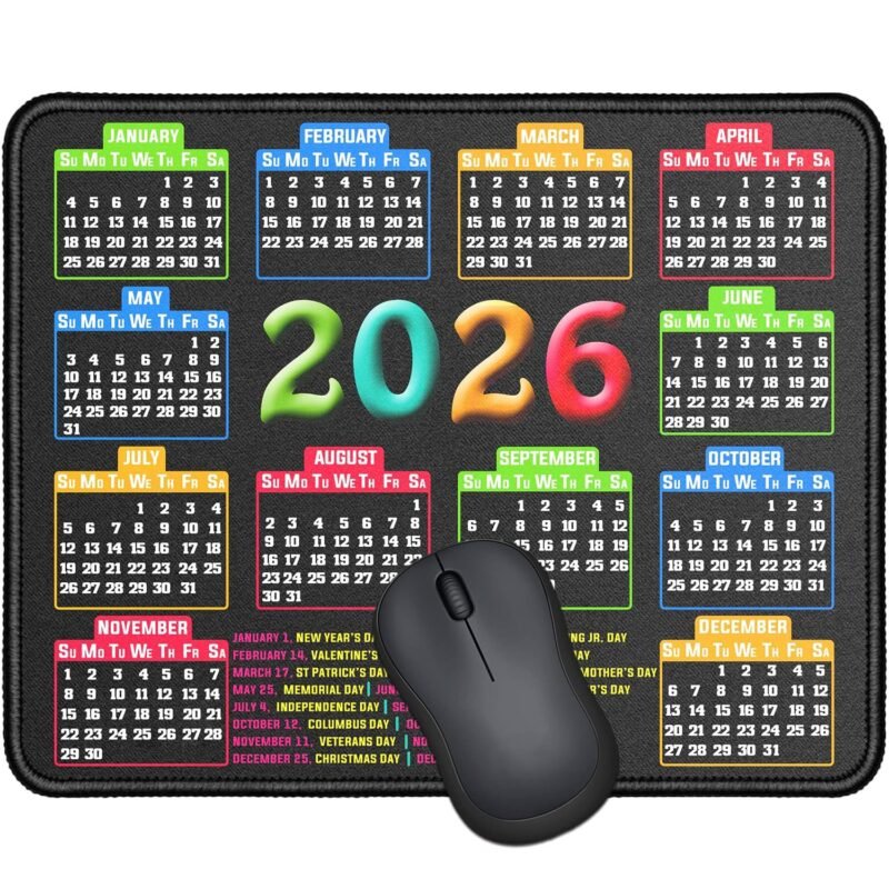 ZORBES 2026 Calendar Mouse Pad 26 x 21 cm, Smooth Tracking, Rubber Base