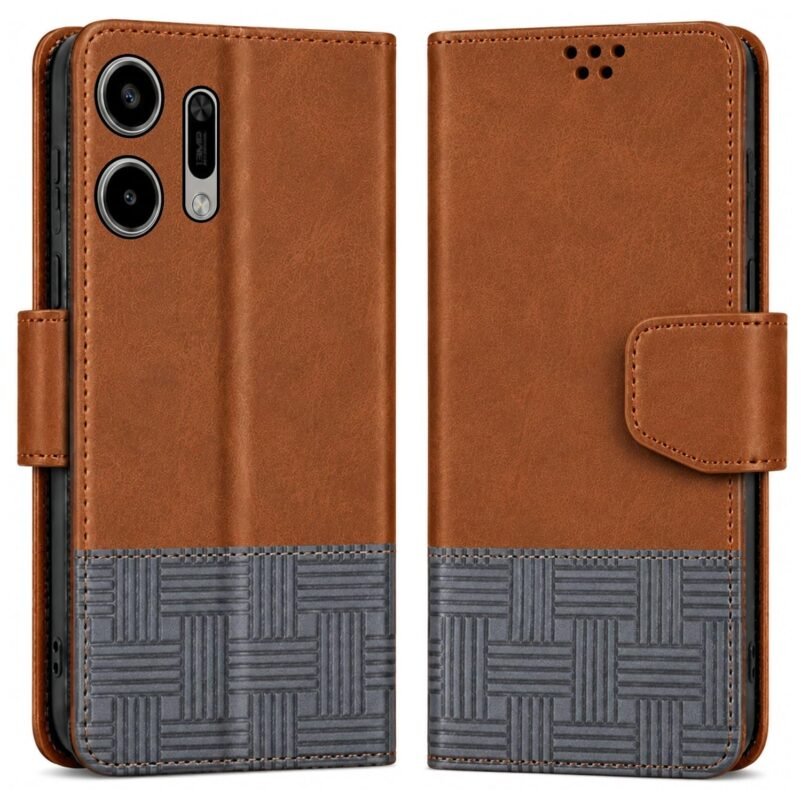 Flip Cover for Lava Virat V1 5G Back Cover Case with Magnatic Closure | Inbuilt Stand | Card & Money Pocket (Dual Brown)