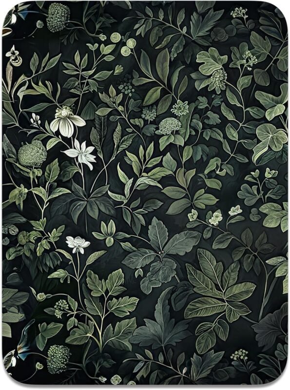 Vintage Spring Plant Mouse Pad,Summer Green Fern Leaves Botanical Desk Mat, Wildflower Garden Aesthetic Mouse Pad for Dorm Home Office Desktop Decor (Vintage Plants Green)
