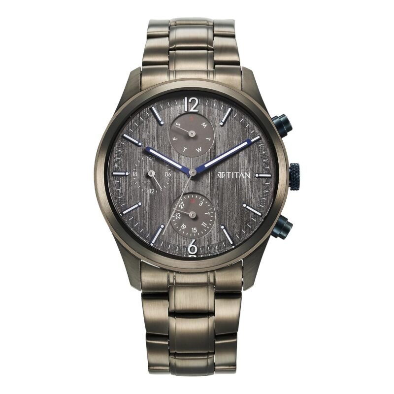 Titan Neo Splash Quartz Multifunction Anthracite Dial Anthracite Stainless Steel Strap Watch for Men - NT1805KM07