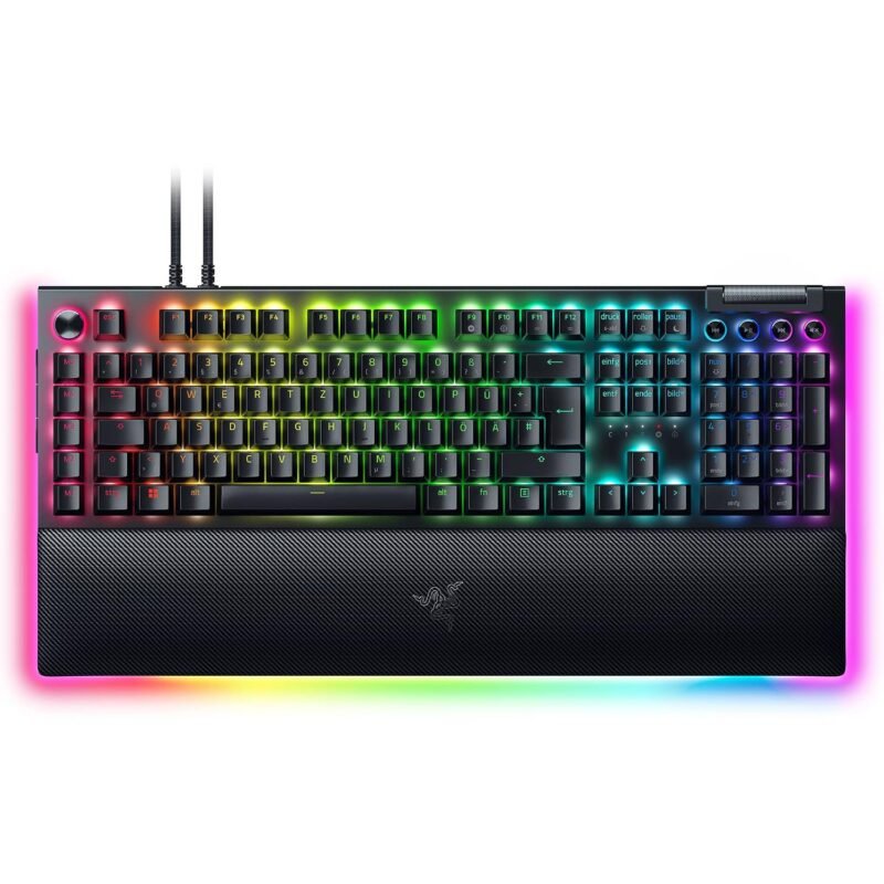 Razer BlackWidow V4 Pro (Green Switch) - Mechanical Gaming Keyboard (Clicking Mechanical Switches, Command Wheel and 8 Macro Keys, Multifunctional Roll, Wrist Rest) QWERTZ DE Layout | Black