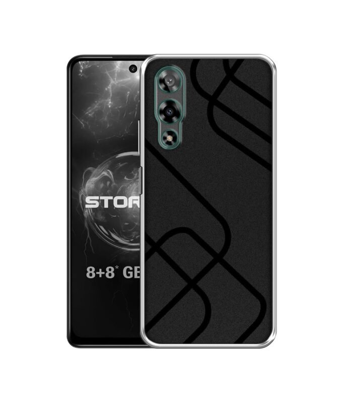Zig-Zag Black Line Design Printed Silicon Soft TPU Back Case Cover for Lava Storm 5G