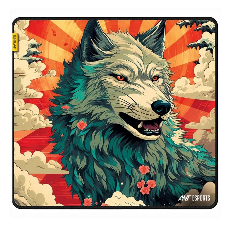 Ant Esports Wolf Mouse Pad 260X210X3mm Anti-fray Stitching, Gaming Mouse Pad Waterproof Surface & Non-Slip Rubber Base Stitched Edges Gaming Mouse Mat for Laptop,Compatible with Laser and Optical Mice