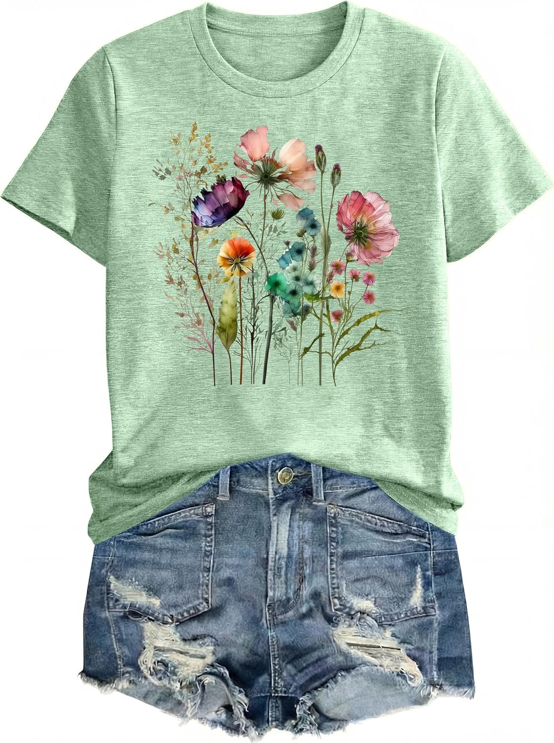 Graphic Tees for Women Vintage Boho Style Shirts Floral Fall Tops