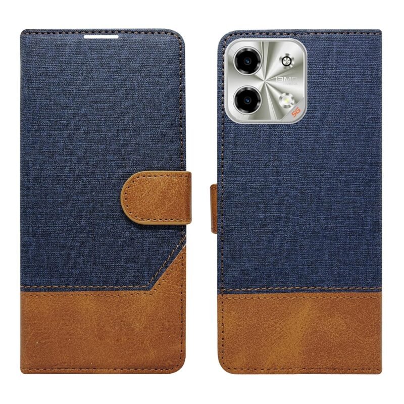 Khadi Blue Premium Flip Cover for Lava Bold N2 5G|360° Protection Wallet Case with 2 Card Slots|Laser-Cut Precision |Magnetic Clouser Only for Lava Bold N2 5G (Blue)