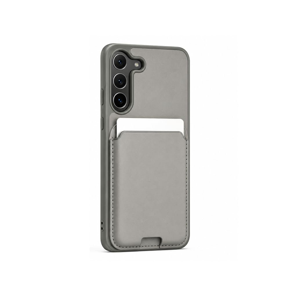Card Holder Wallet Grey Case for Samsung Galaxy S23 | Shockproof Back Cover | Camera Protection | Slim Fit | Anti-Scratch Protective Phone Case