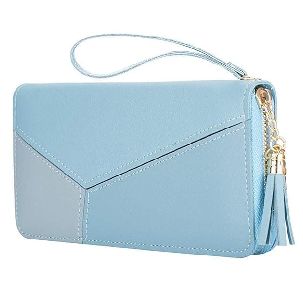 Designer Women's Purse Wallet Female Clutch Bag Women/Ladies/Girls Wallets Long Purses Card Holder Phone Leather Pocket Credit Card Holder Raksha Bandhan Gift (Blue)