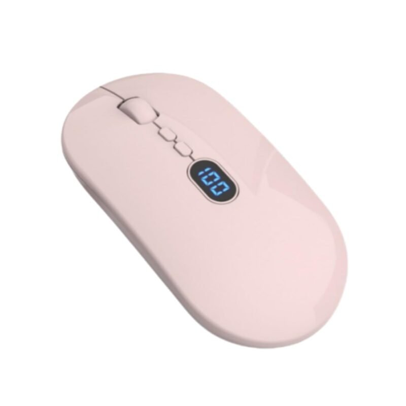 Wireless Bluetooth Mouse,Rechargeable Slim Dual Mode(BT or USB 2.4G) Mouse with LED Powered Display&Screen Switch,Portable Silent Optical Computer Mice with USB Receiver for Laptop/Tablet/MacBook/PC