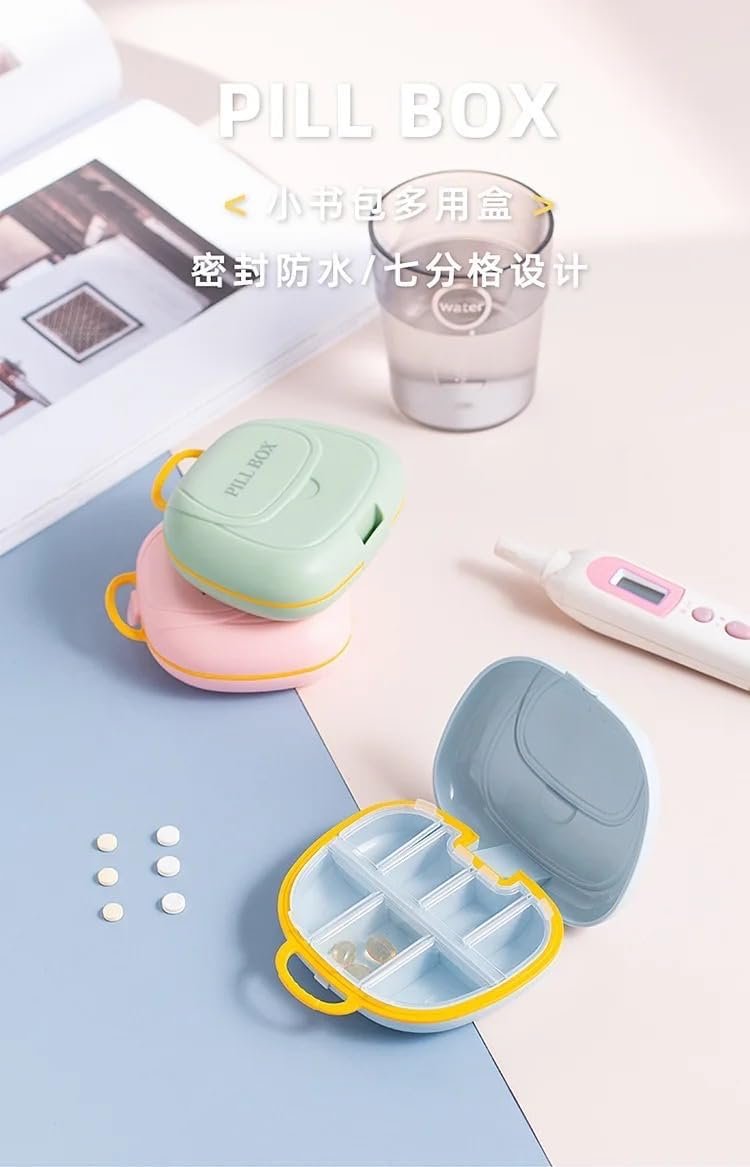 Multipurpose Pill Case with 7 Compartments | Portable Weekly Pill Organizer | Moisture-Resistant Travel Medicine Box for Vitamins, Supplements & Tablets | Compact Pocket & Purse Pill Holder