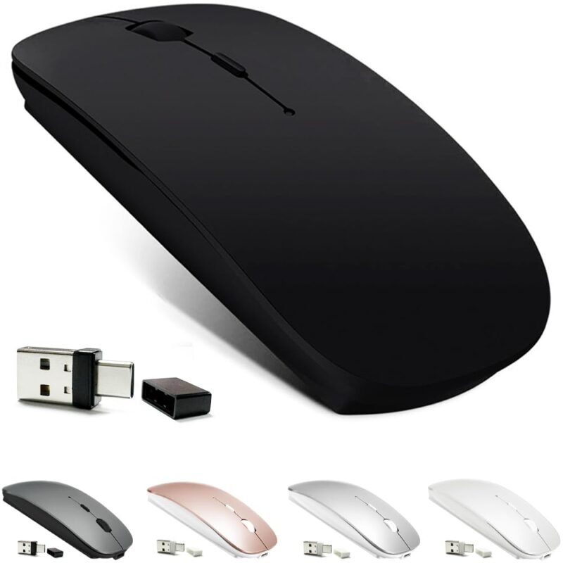 KLO Rechargeable Bluetooth Mouse for MacBook/Laptop/iPad/iMac/PC, Wireless Mouse for MacBook Air/iMac/Laptop/Notebook (Black)