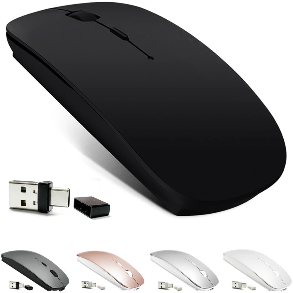 KLO Rechargeable Bluetooth Mouse for MacBook/Laptop/iPad/iMac/PC, Wireless Mouse for MacBook Air/iMac/Laptop/Notebook (Black)