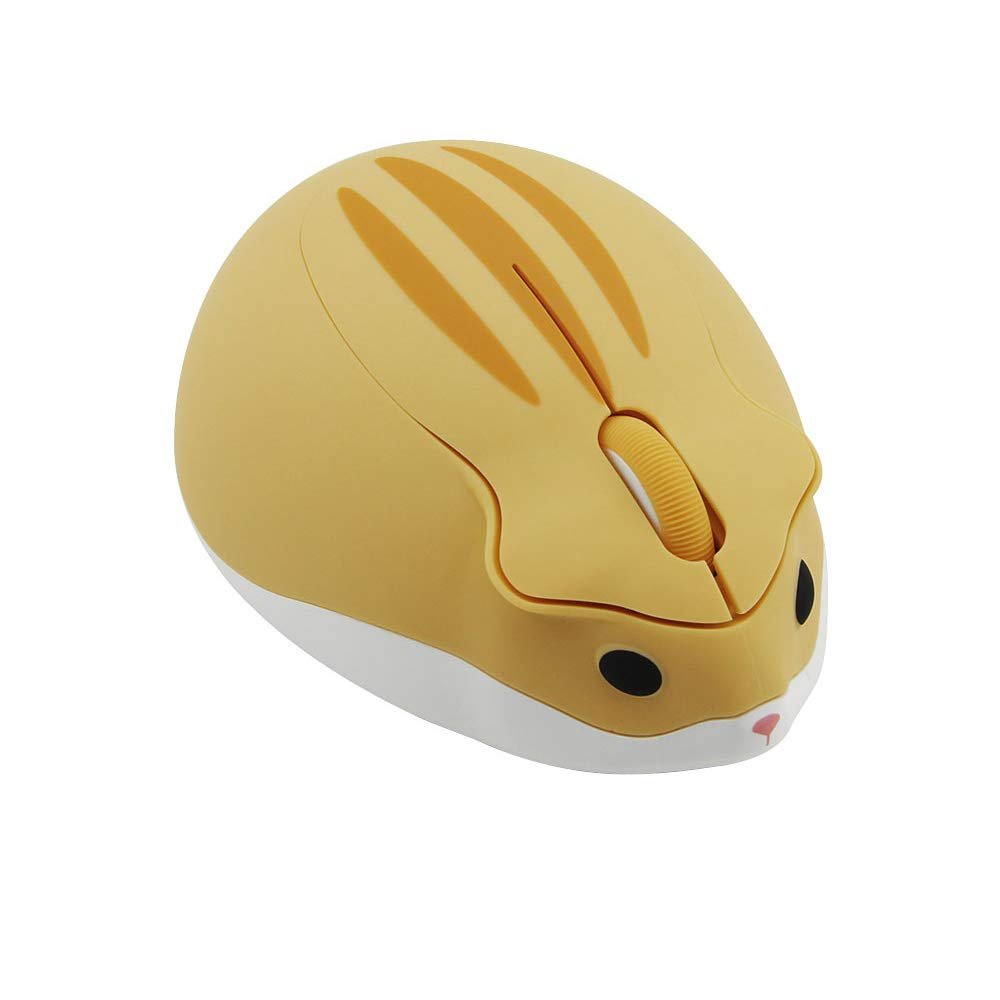 SHARE SUNSHINE 2.4GHz Wireless Mouse Cute Hamster Shape Less Noice Portable Mobile Optical 1200DPI USB Mice Cordless Mouse for PC Laptop Computer Notebook MacBook Kids Girl Gift (Yellow)