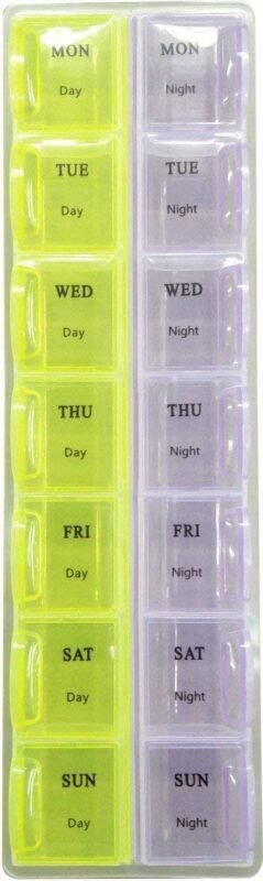 KANABEE Medicine Box Organizer 7 Days Tablet Medicine Organizer Case (Morning & Night) Weekly Pill Organizer Box with Snap Lids