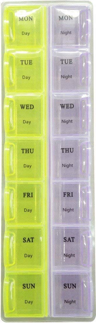 KANABEE Medicine Box Organizer 7 Days Tablet Medicine Organizer Case (Morning & Night) Weekly Pill Organizer Box with Snap Lids
