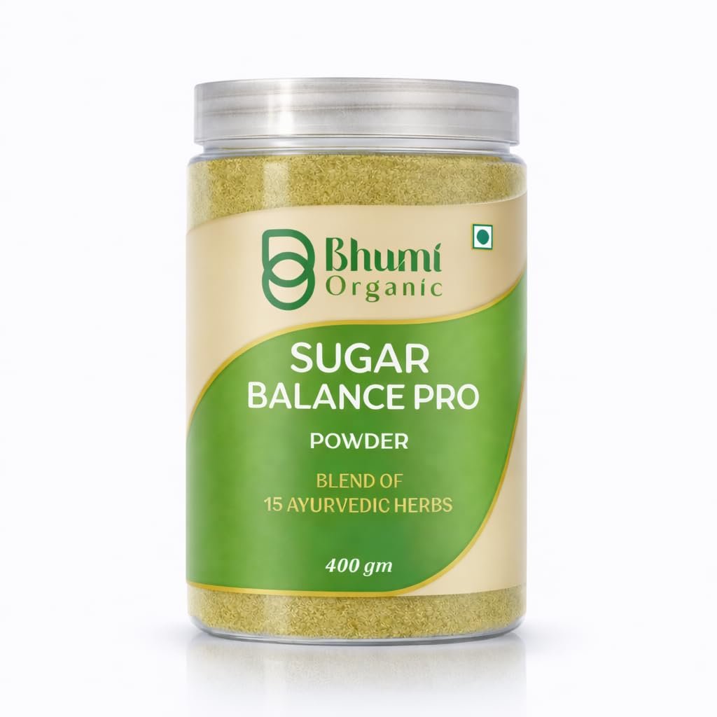 Ayurvedic Sugar Balance Powder, Natural Wellness Formula, 15 Traditional Herbs Blend | Daily Herbal Supplement | Reusable Jar | 400 g