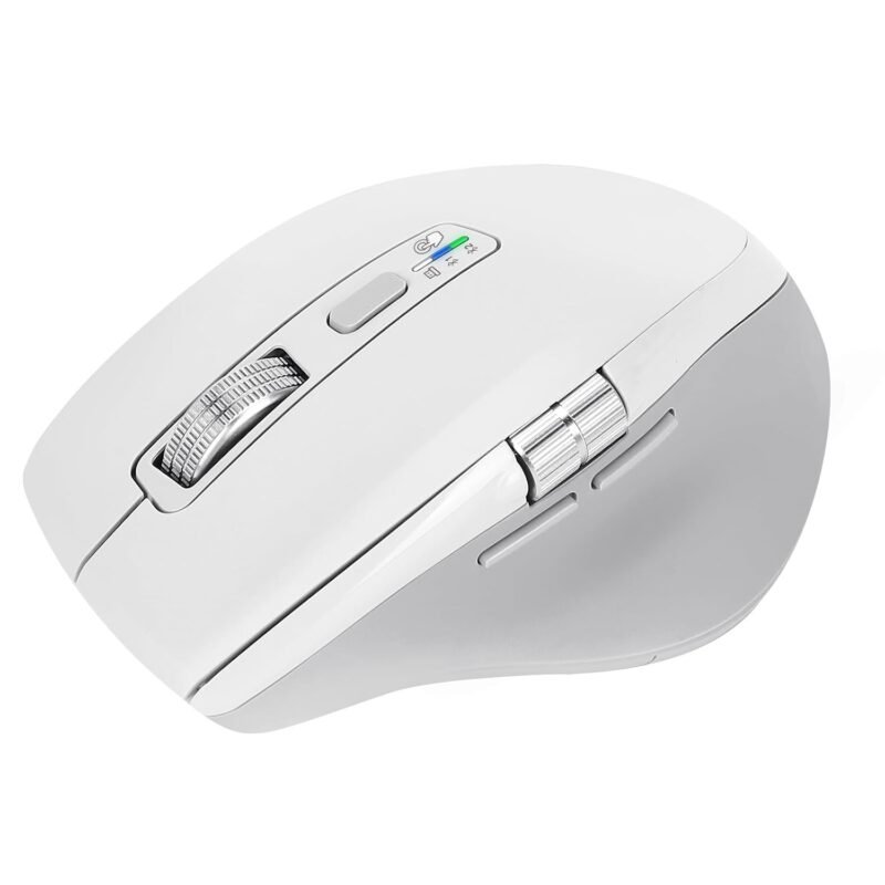 INFINMIND Wireless Side Scroll Mouse with Multi-Device, Ergonomic Computer Mice with Smart Flying Scroll, Quiet Click, 4-Level DPI for Computer, Laptop, iPad, Tablet, MacBook(White)
