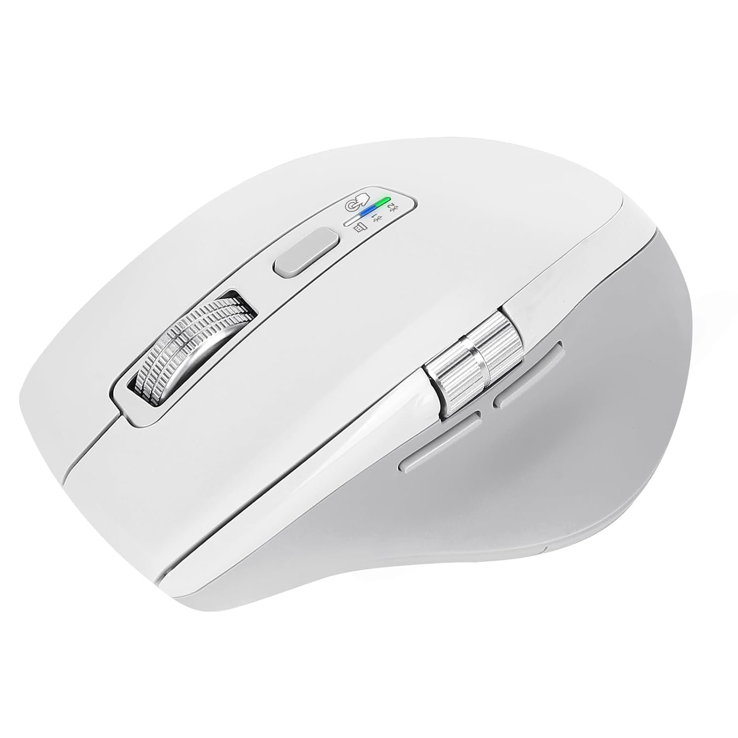 INFINMIND Wireless Side Scroll Mouse with Multi-Device, Ergonomic Computer Mice with Smart Flying Scroll, Quiet Click, 4-Level DPI for Computer, Laptop, iPad, Tablet, MacBook(White)