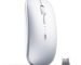 inphic Tri-Mode Slim Silent Rechargeable Bluetooth 5.0/3.0 Plus 2.4G Wireless 1600DPI Portable Mouse for Laptop PC Computer, Android, Windows MacBook, Silver