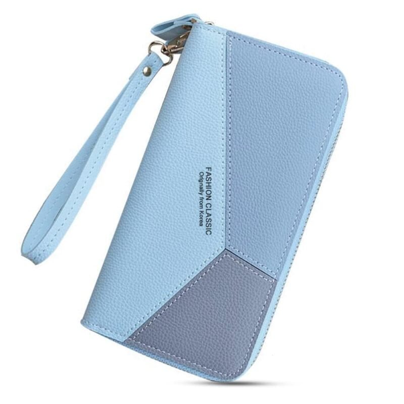 Wallets for Women PU Leather Card Holder Phone Pocket Double Zipper Coin Purse Hand Clutches for Girls Ladies
