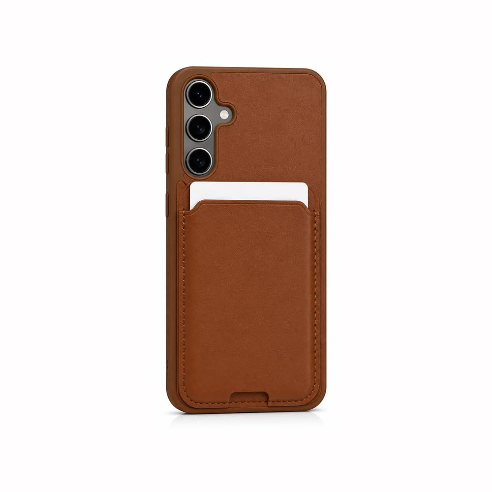 Card Holder Wallet Brown Case for Samsung Galaxy S24 | Shockproof Back Cover | Camera Protection | Slim Fit | Anti-Scratch Protective Phone Case
