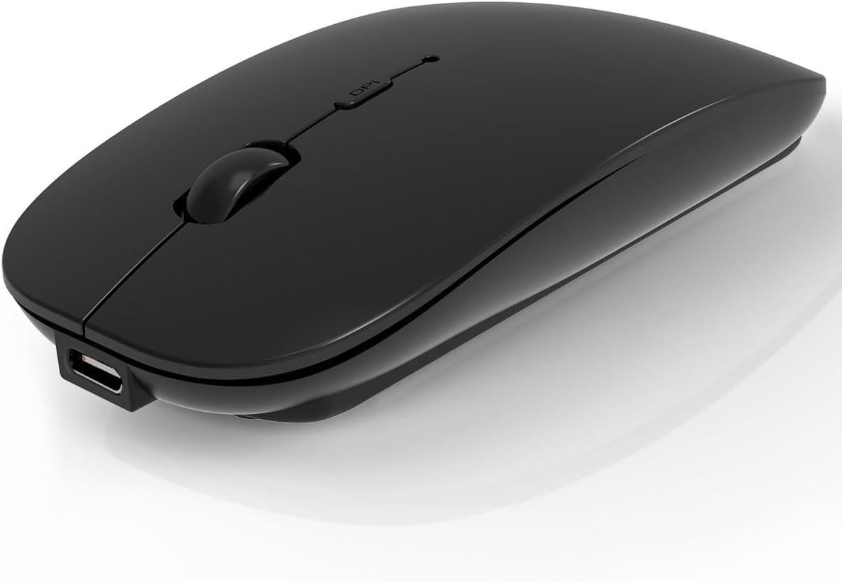 Bluetooth Mouse for Laptop, ANEWISH Wireless Mouse Slim USB Rechargable Silent Mice for PC MacBook pro/iPad OS 13 / Laptop/Desktop/iPhone, Support MacBook Air Windows Linux Notebook