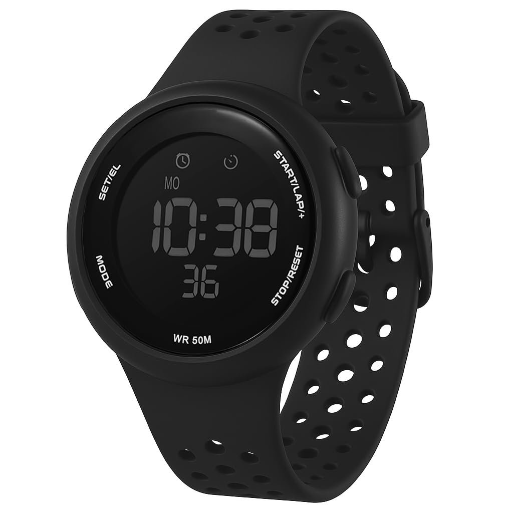 Shocknshop Digital Sports Multi Functional Black Dial Watch for Men Boys -WCH79 (Black Dial and Strap)