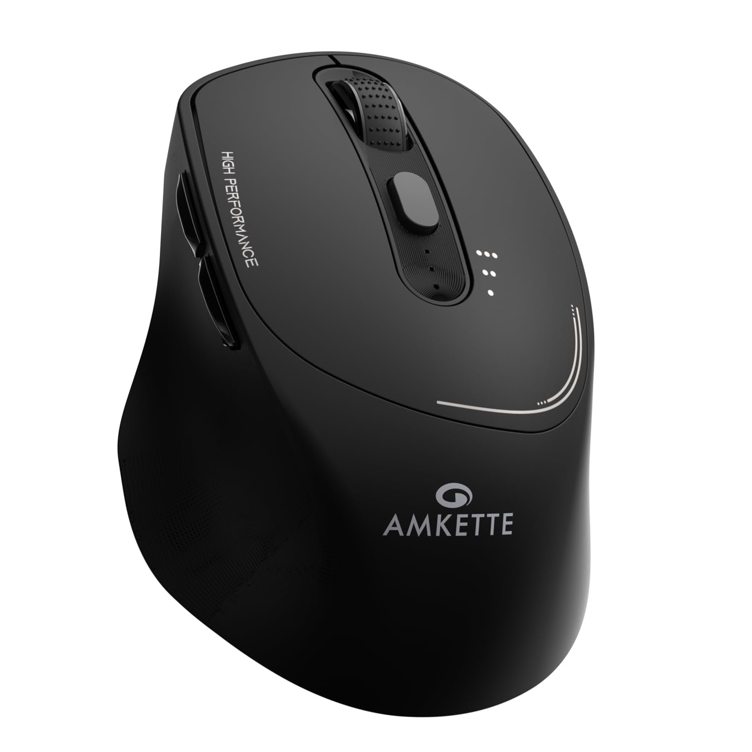 Amkette Hush Pro Epic Rechargeable Wireless Mouse/Bluetooth Mouse | 3 Device Connectivity (2xBT&2.4G)| 2400 DPI |Silent Switches| Premium Ergonomic Design Type C Charging | Black