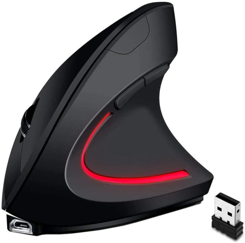 Ergonomic Wireless Mouse Unique Rechargeable Optical Vertical Mouse, 2.4G 5.0 Bluetooth Mouse Ergonomic with 6 Buttons, 800/1200/1600 DPI Wireless Mouse for Laptop,Desktop,PC,MacBook