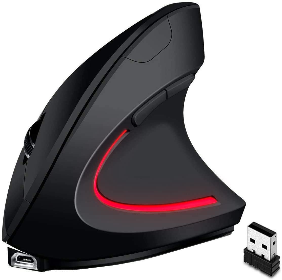 Ergonomic Wireless Mouse Unique Rechargeable Optical Vertical Mouse, 2.4G 5.0 Bluetooth Mouse Ergonomic with 6 Buttons, 800/1200/1600 DPI Wireless Mouse for Laptop,Desktop,PC,MacBook