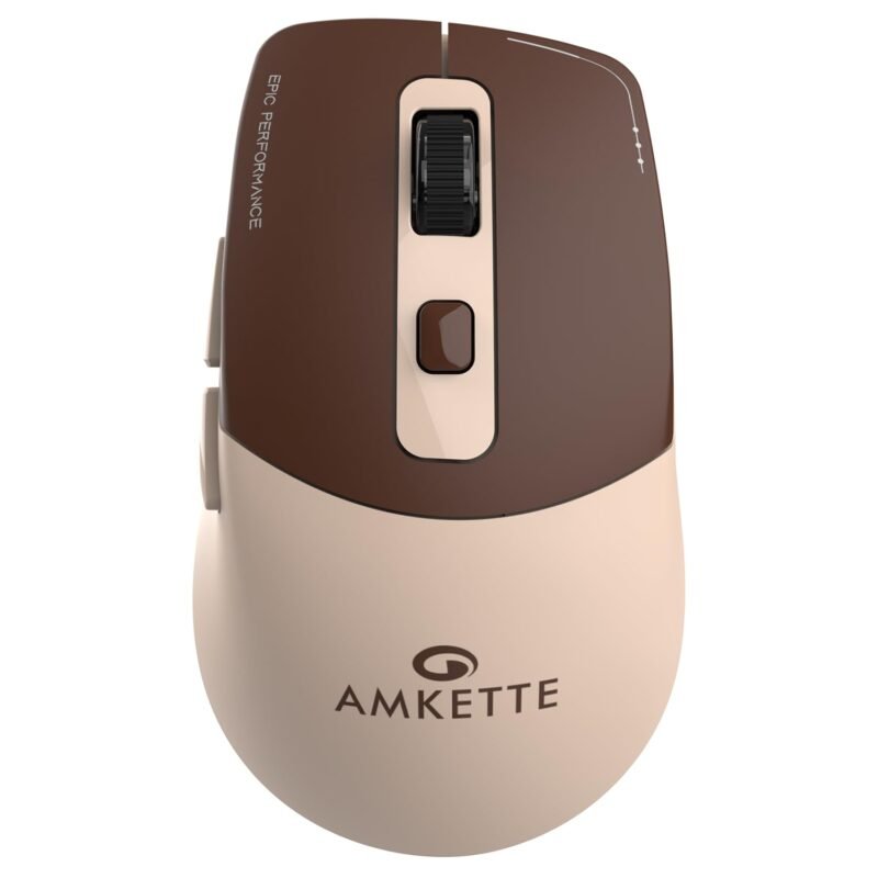 Amkette Epic S Rechargeable Wireless Mouse/Bluetooth Mouse |2 BT + 2.4GHz | Up to 3200 DPI Instant S201 Sensor | 500mAh Type-C Charging, 40H Battery | Silent Huano Switches |6 Buttons Compact Mouse