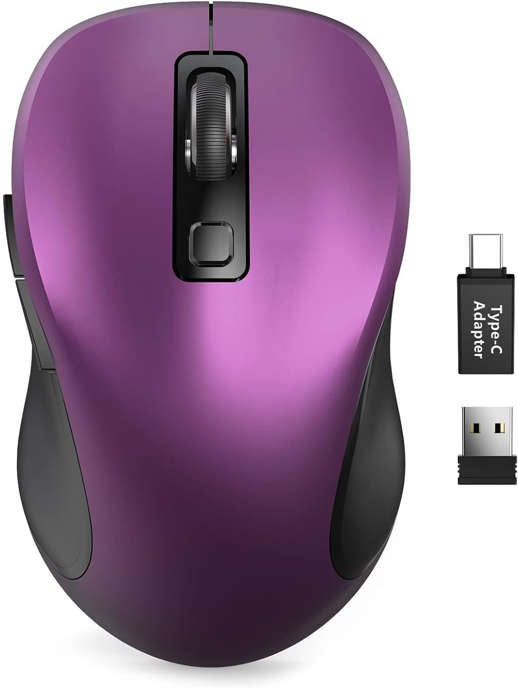 Wireless Mouse for Laptop, Trueque 2.4G Ergonomic Computer Mouse with 3 Adjustable DPI Levels, Page Up & Down Buttons, USB Mouse for Chromebook, PC, Desktop, Notebook, MacBook (Purple)