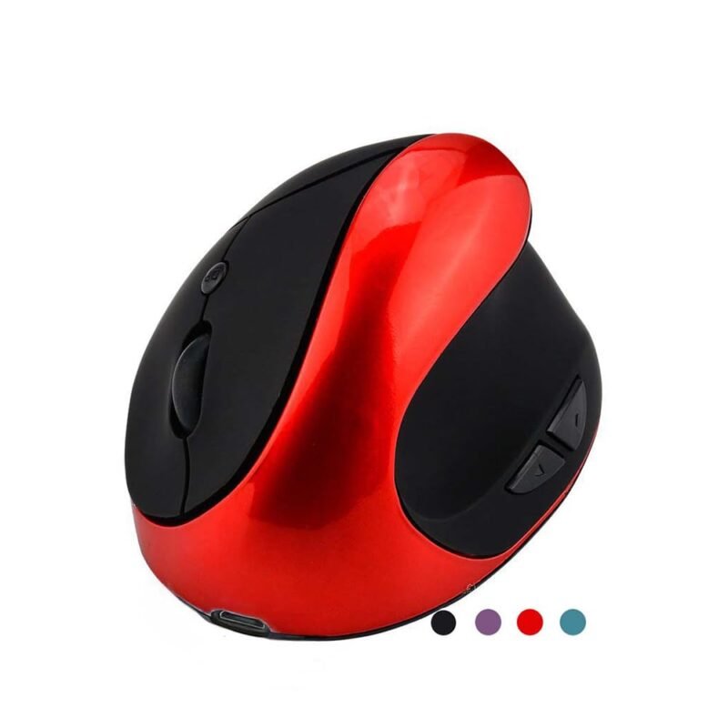 Wireless Mouse 2.4G Ergonomic Vertical Optical Mouse with Nano Receiver,4 Adjustable DPI 800/1200/ 1600/2400,Rechargeable Li-Battery,6 Buttons for Computer,Notebook, PC, Laptop, MacBook(Red)
