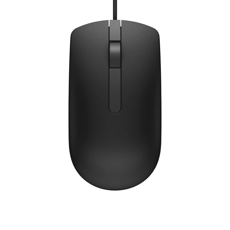 Dell MS116 Wired Mouse, 1000 DPI, Scrolling Wheel, 2 Buttons, 1 x USB, Optical LED Tracking, Plug and Play, Scrolling Wheel, Black