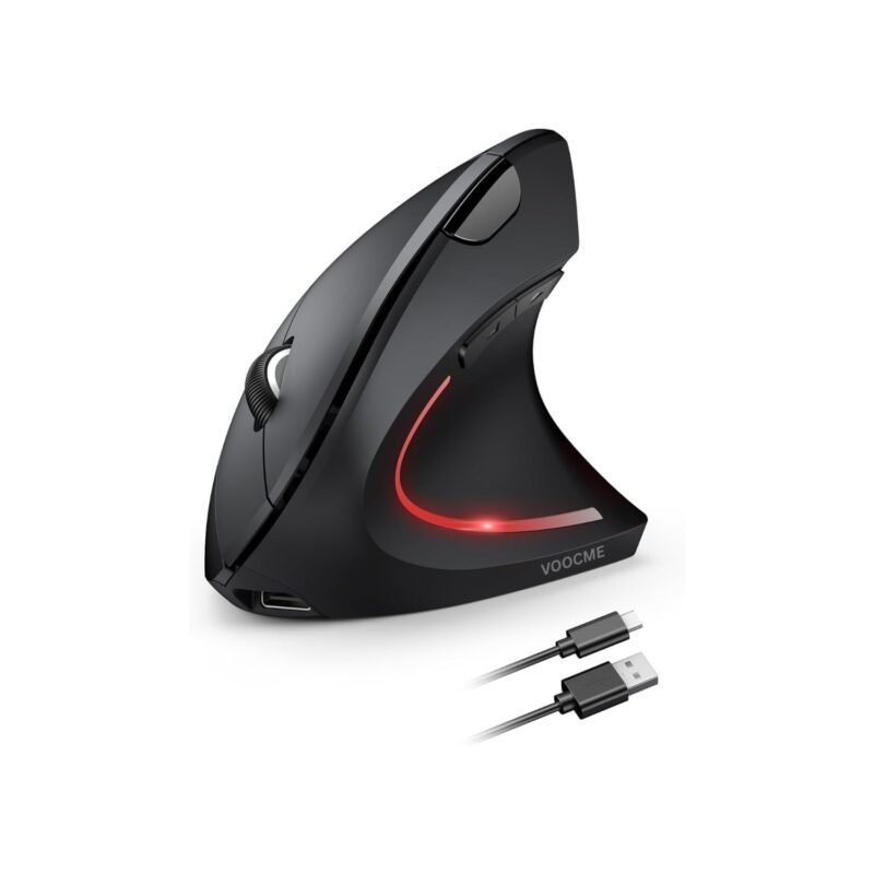 Ergonomic Mouse Wireless, Rechargeable Mous Wire-Less Silent for Carpal Tunnel Right Hand, 2.4GHz USB Vertical Mouse Wireless for Laptop, 5 Adjustable 4800 DPI, Computer, MacBook, Desktop
