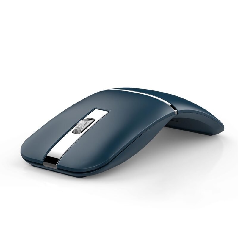 Bluetooth Wireless Arc Travel Mouse, Dual Model (2.4G+BT5.1) Rotating Foldable Mouse for Microsoft, Rechargeable Slim Portable Mice for Laptop, Notebook, PC, MacBook, Chromebook - Sapphire Blue