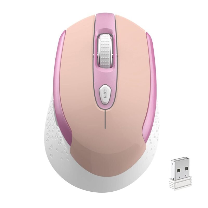 RaceGT Wireless Mouse, 2.4G Silent Mouse for Laptop,Mouse with 6 Buttons and 3 Adjustable DPI for Computer, Deskbtop, MacBook, PC - Pink