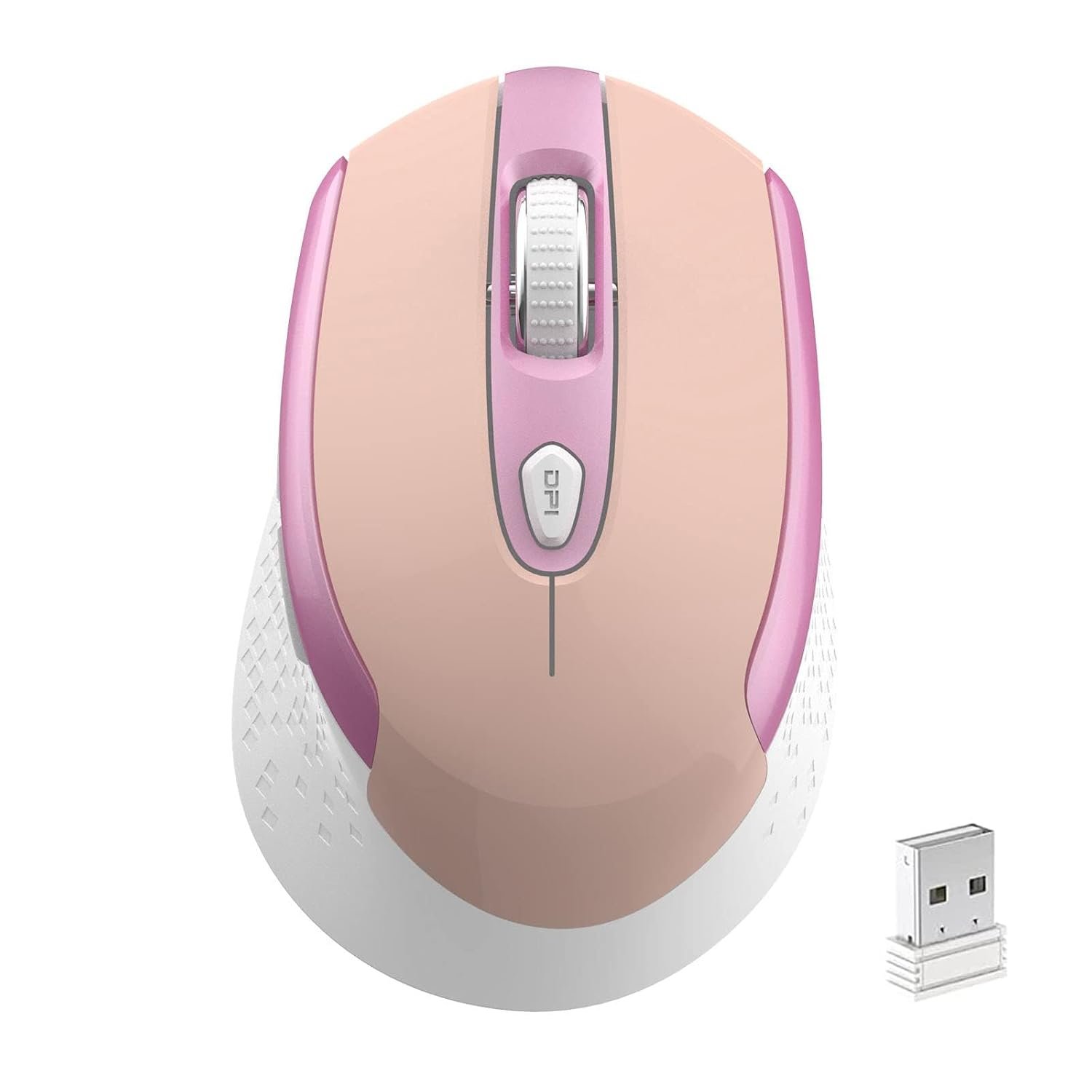 RaceGT Wireless Mouse, 2.4G Silent Mouse for Laptop,Mouse with 6 Buttons and 3 Adjustable DPI for Computer, Deskbtop, MacBook, PC - Pink