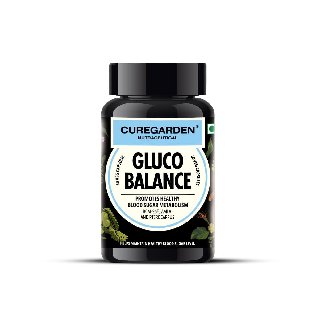 Curegarden Gluco Balance Curcumin Amla Blood Sugar Support, 60 Veg Caps