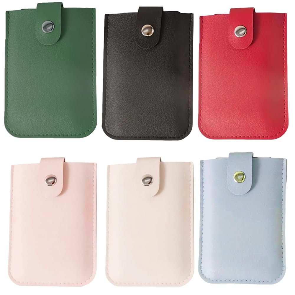 GLOCALL Pull-Out Card Organizer, Pu Leather Phone Card Holder RFID Sleeve Pull out Credit Card Holder, Small Slim Credit Card Holder Wallet for Women Multi Slot Card Holder, 6 Pcs