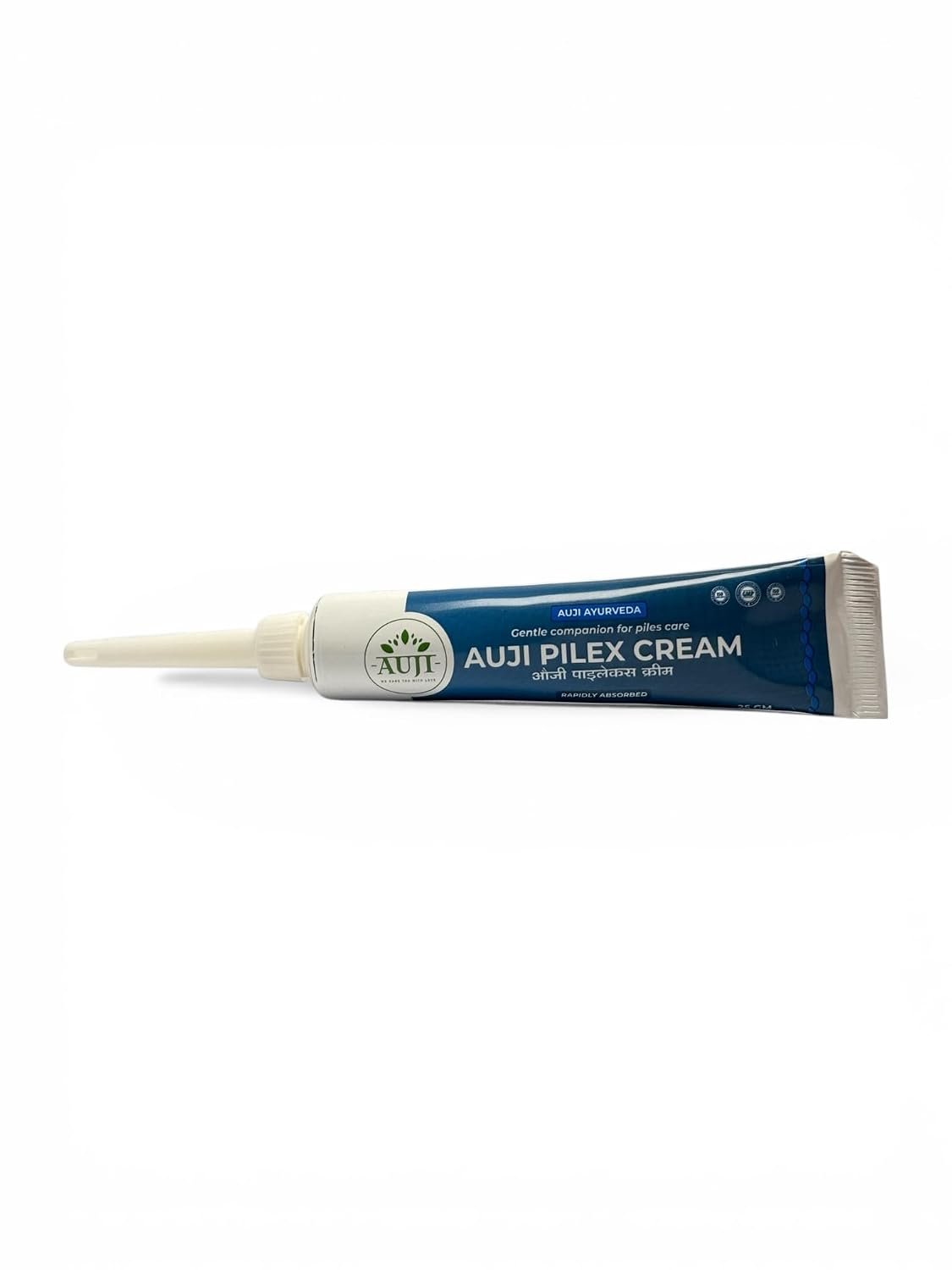 AUJI Ayurveda Piles Cream 25g | Ayurvedic Piles Care Cream with Neem, Karanj, Aloe Vera & Haldar | Helps Soothe Discomfort, Itching & Burning | Applicator Nozzle, Rapidly Absorbed | GMP & ISO Certified | Men & Women