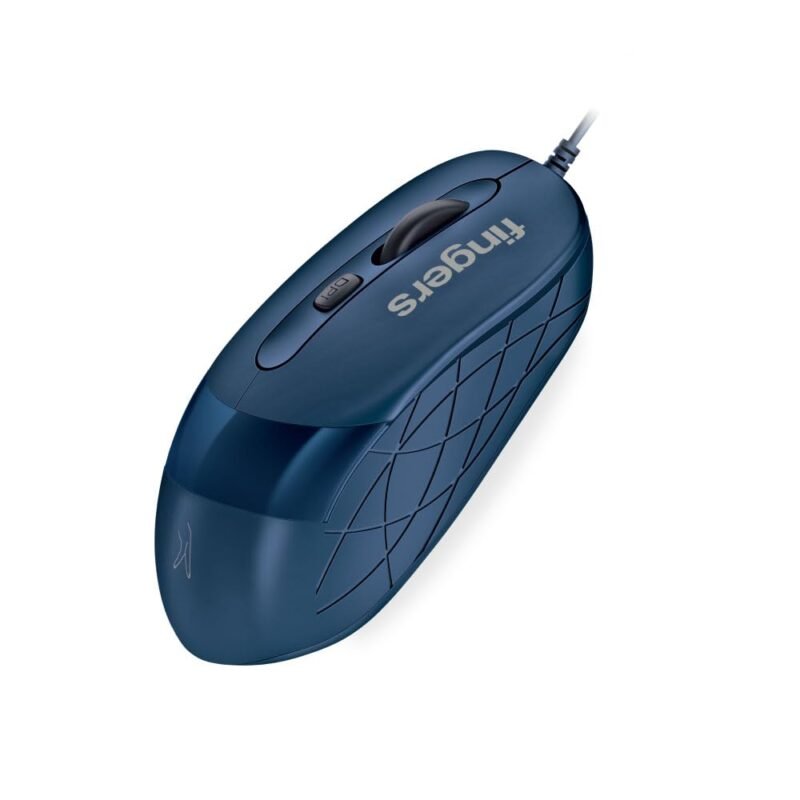 FINGERS SuperHit Wired Mouse with Advanced Optical Technology (Lightweight | Trendy Dual-Tone Design | Works Well with Windows, macOS, Linux) (Royal Blue)